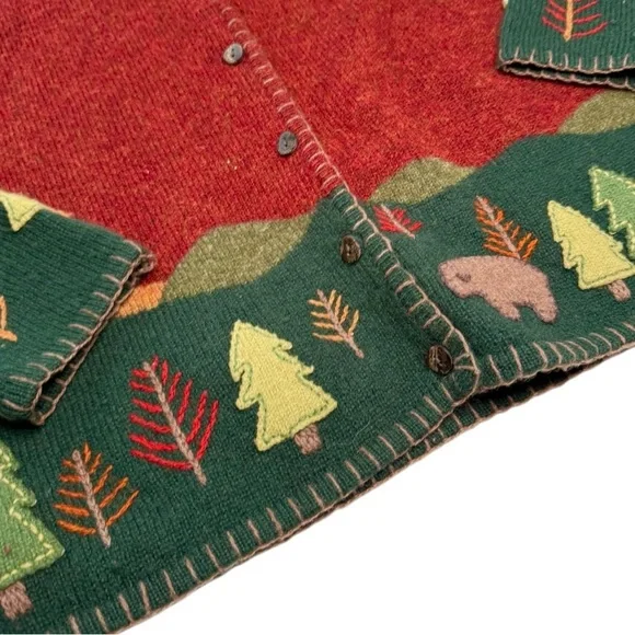 Northern Isles Maroon Wool Forest Cardigan Cozy Grandmacore Size XL - Picture 3 of 4